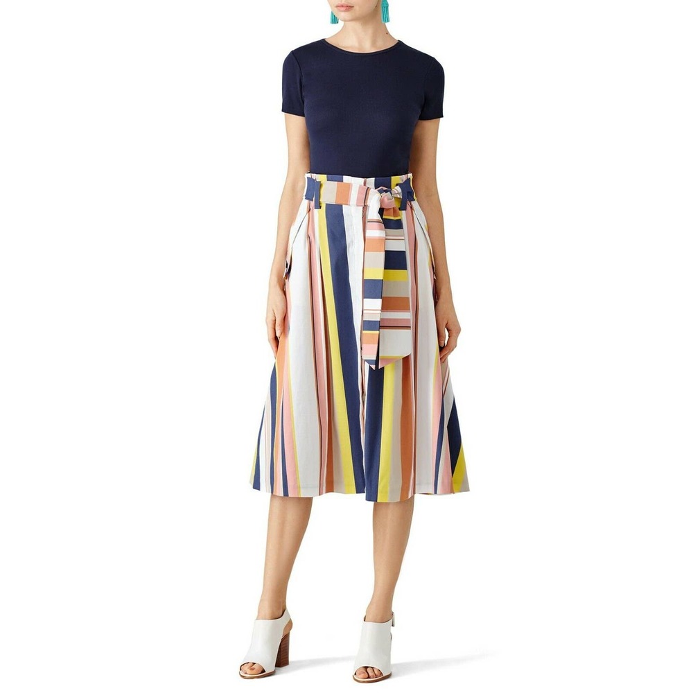 Tanya Taylor Alibi Stripe Shelby Skirt 2 Tie Waist